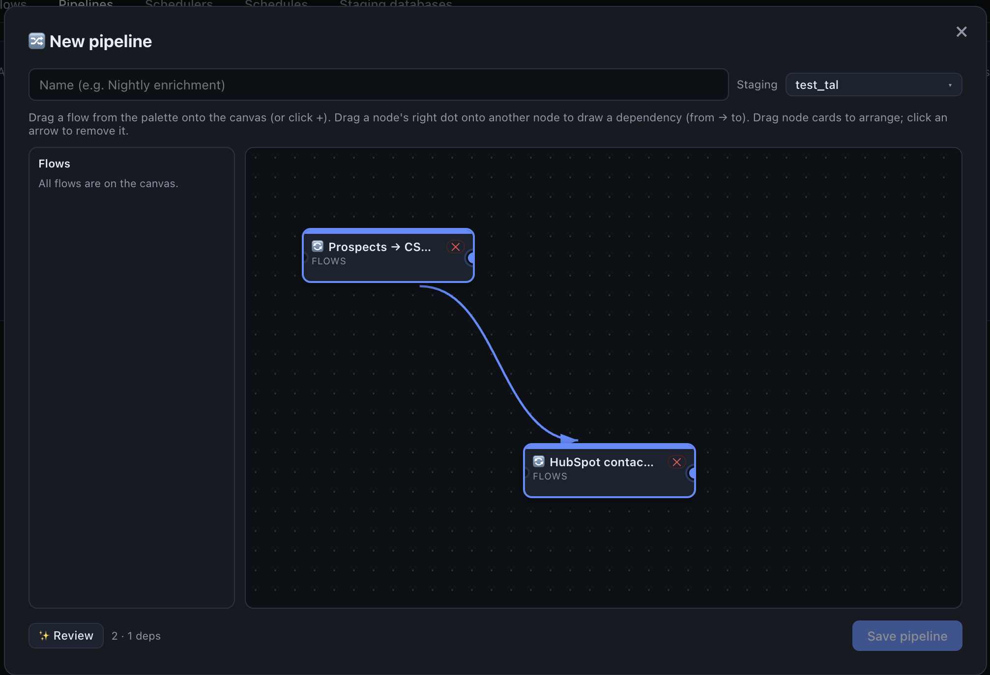 Pipeline DAG editor