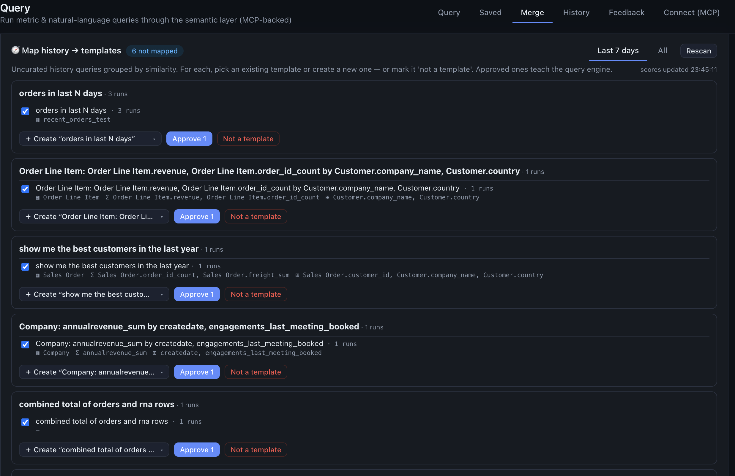 Curating and merging queries