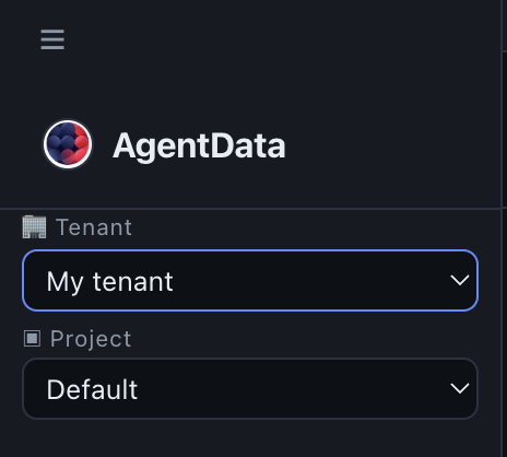 The sidebar tenant switcher